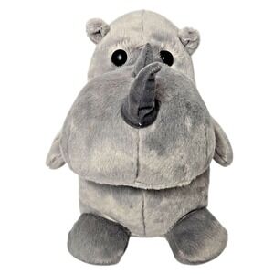 Aurora Happy Rhino Plush 12" Gray Stuffed Zoo Animal‎ Chunky Huggable 2018